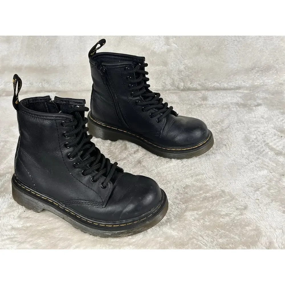 Dr Martens 1460 J Boots Kids Size 13 Leather Lace Up Side Zip Comfort Shoes